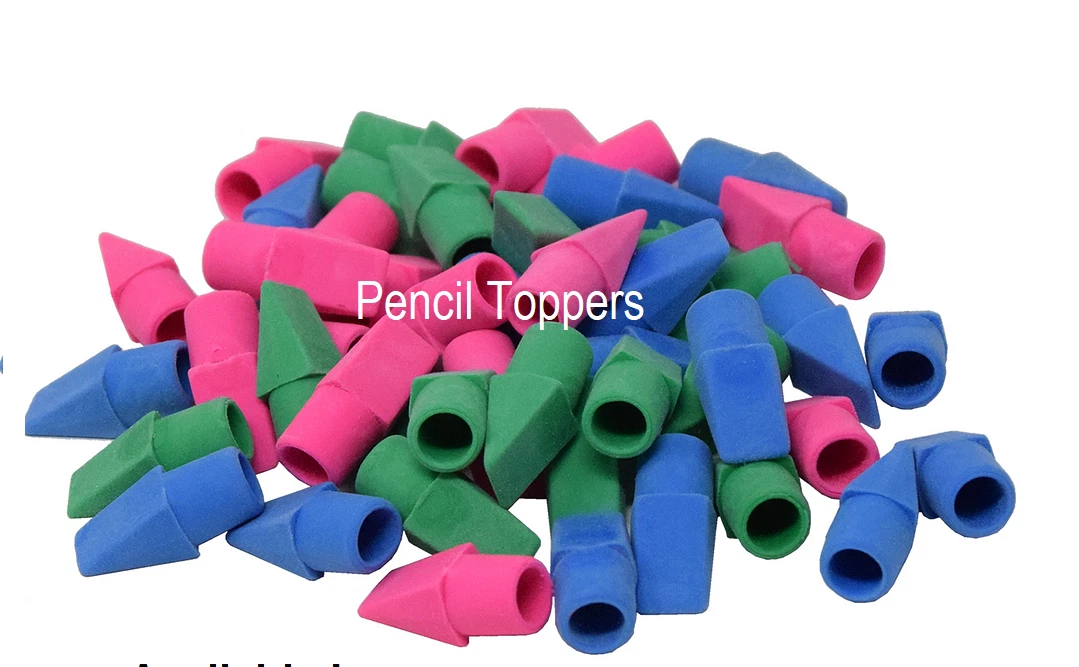 Pencil Eraser Toppers – Assorted Rubber Tips for School & Drawing Stationery (3 to 48 Pack)