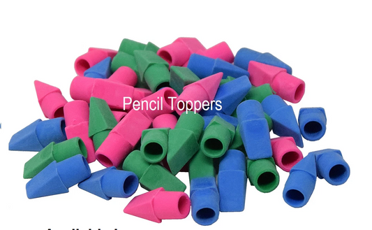 Pencil Eraser Toppers – Assorted Rubber Tips for School & Drawing Stationery (3 to 48 Pack)