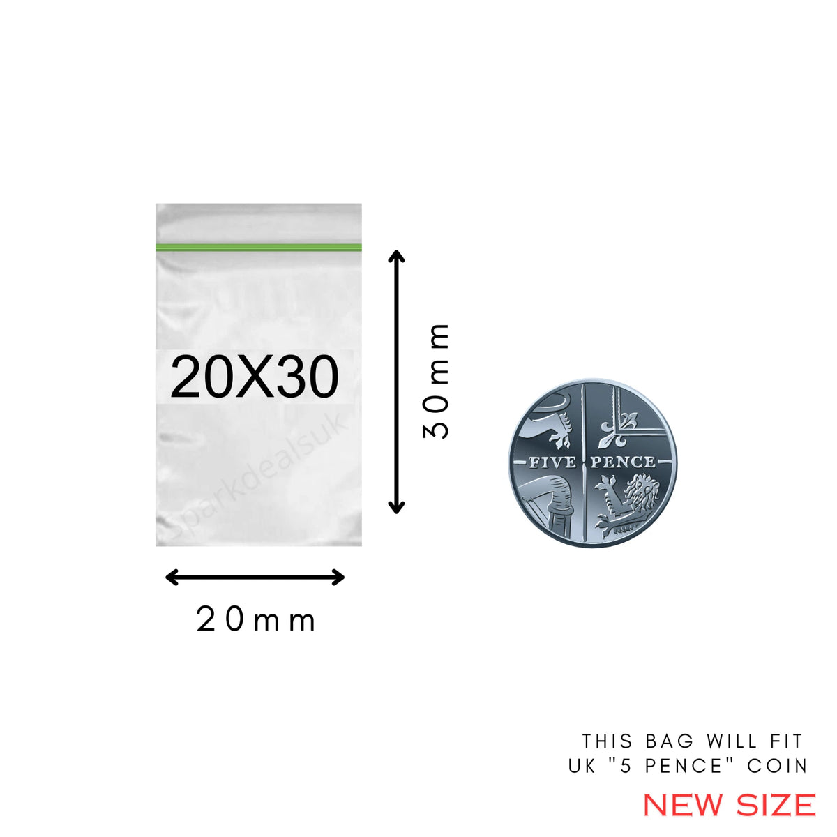 100x Plastic Zip lock Bags 20mm to 200mm Sizes