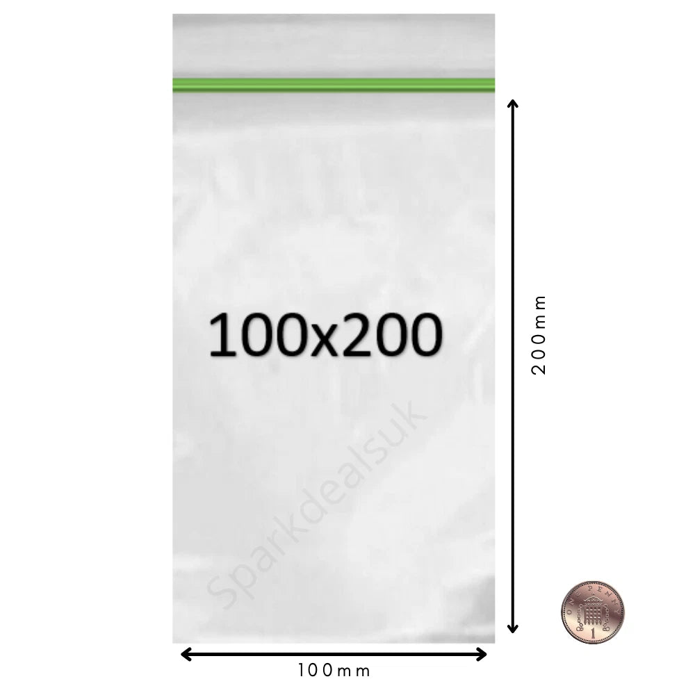 100x Plastic Zip lock Bags 20mm to 200mm Sizes