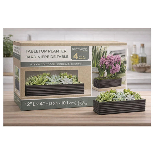 Tierraverde Tabletop Planter 4 Pack 12" Indoor & Outdoor All Season with Drainage