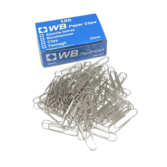 Large Paper Clips 33mm – No-Tear Polished Steel Paperclips for Office & School