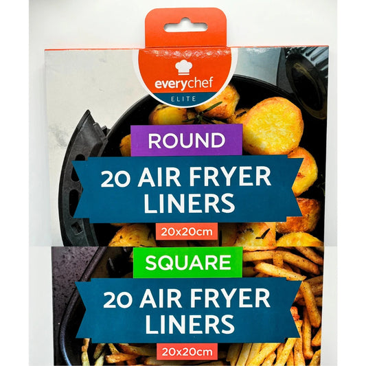 Air Fryer Liners – Non-Stick Disposable Parchment Paper Sheets, Greaseproof (Square or Round 20cm)