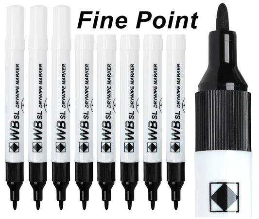 Dry Wipe Whiteboard Pens – Fine Tip Premium Slim Markers for Whiteboards & Dry Erase Surfaces (1 to 12 Pack)