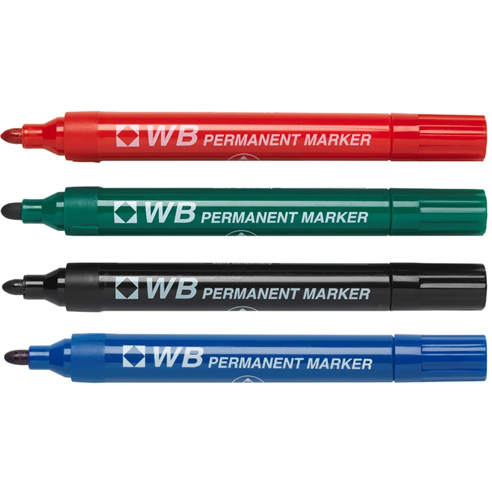 Permanent Marker Pens – 4 Pack Bullet Tip Premium Large Markers, Assorted Colours